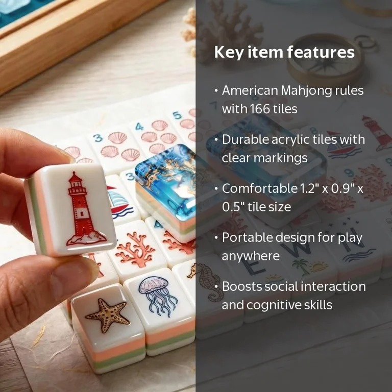 American-style Mahjong set, tiles only, 166 blue acrylic tiles