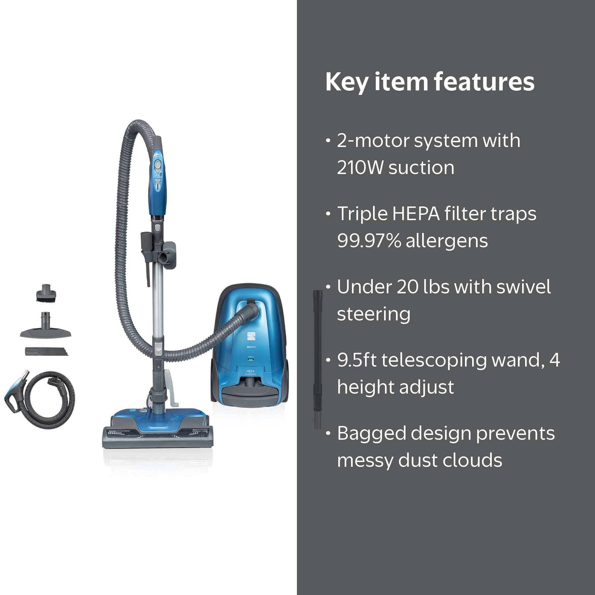 Kenmore Pet Friendly Lightweight Bagged Canister Vacuum Cleaner