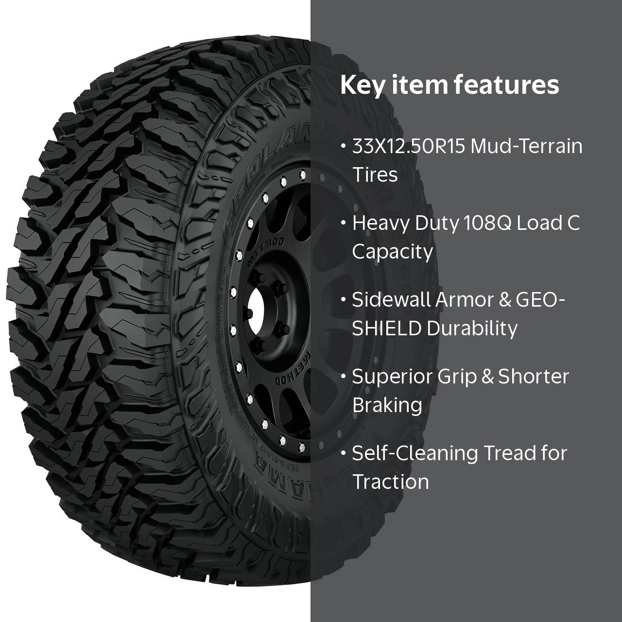 Yokohama Geolandar M/T 33X12.50R15/6 108Q Mud Terrain Tire: Robust
