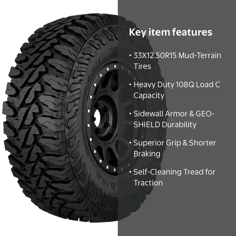 Yokohama Geolandar M/T 33X12.50R15/6 108Q Mud Terrain Tire: Robust