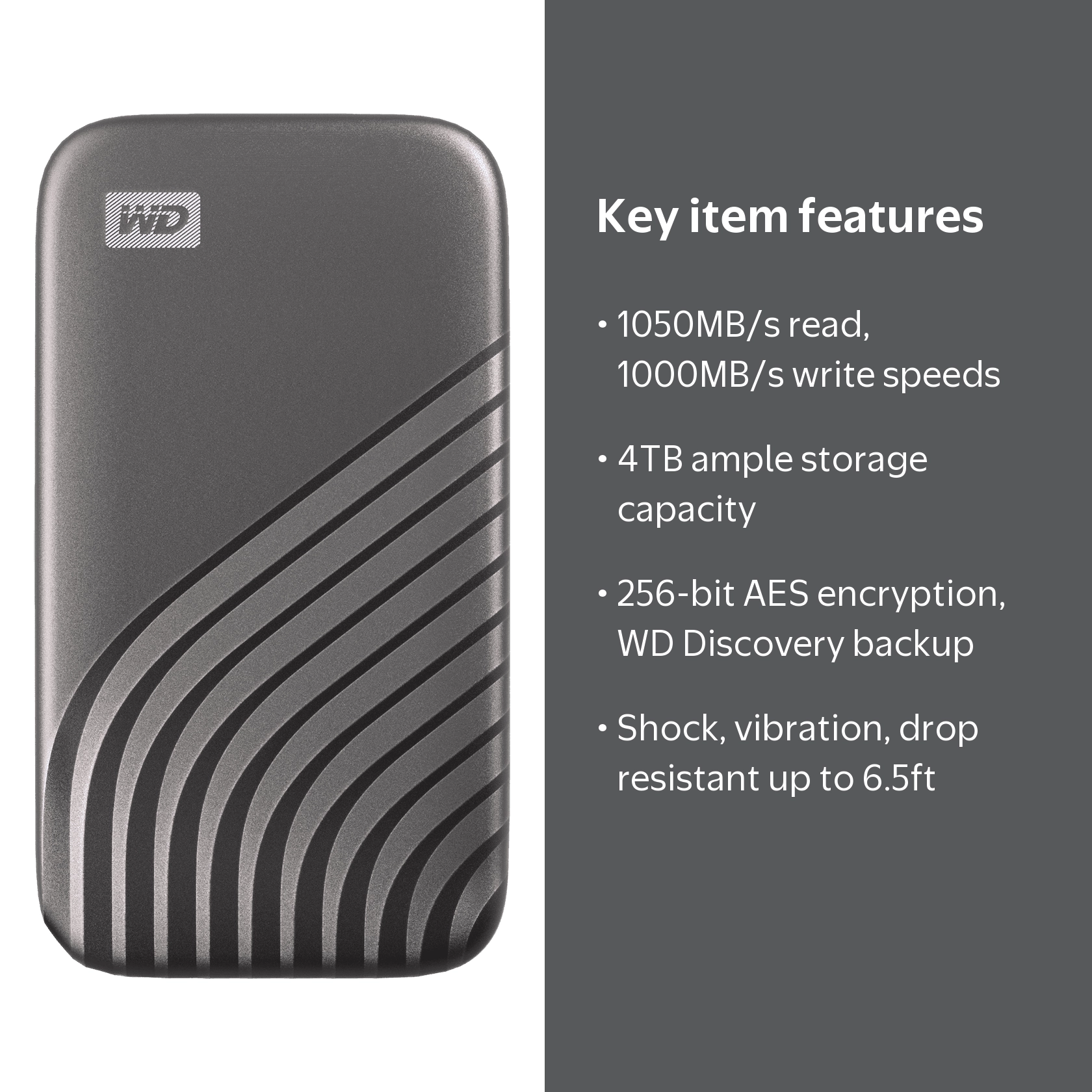WD My Passport 4TB 外付けSSD 本体 WD 4TB My Passport SSD, Portable Backup Storage for PC & Laptop