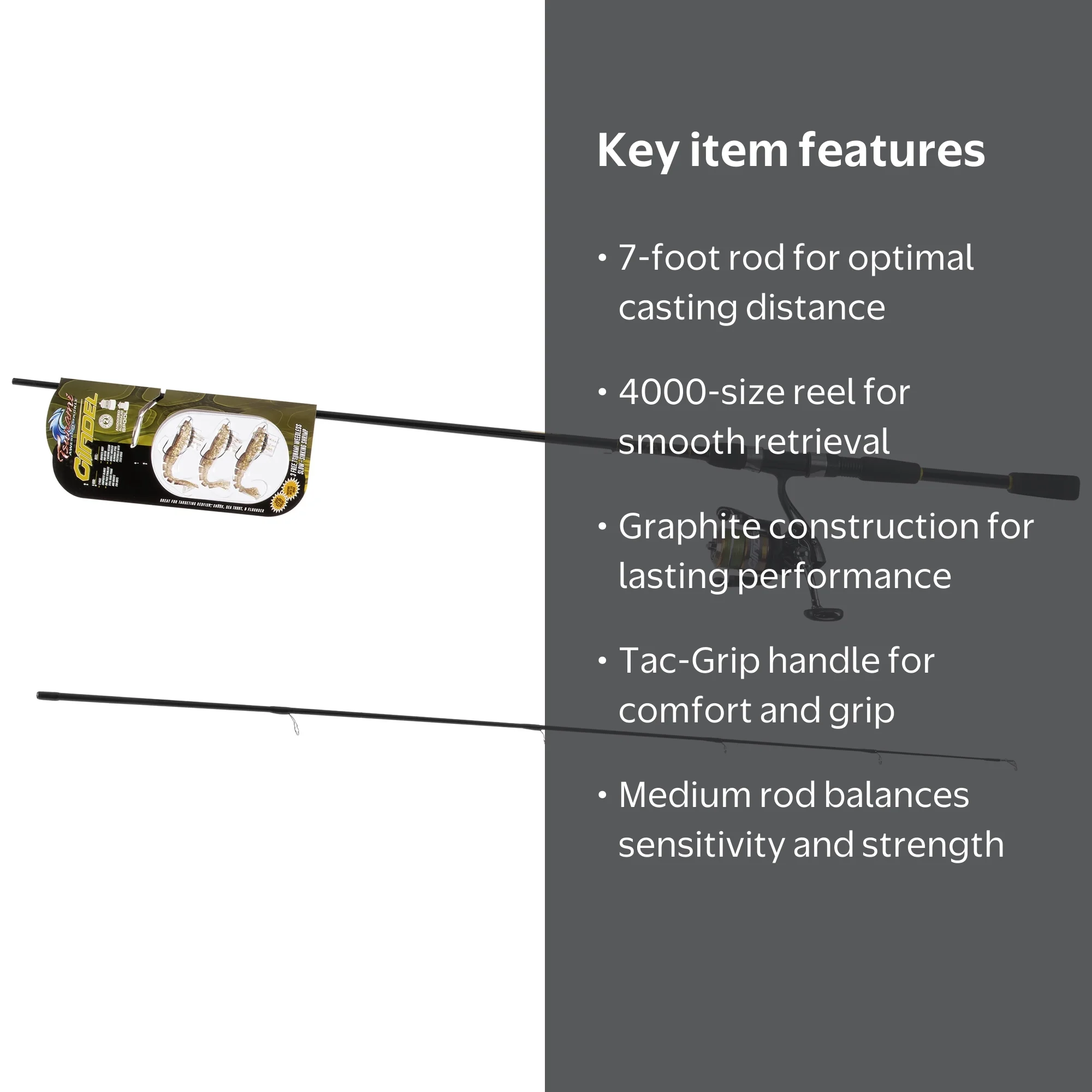 Tsunami Tac-Grip Graphite 7' Spinning Fishing Rod and Reel Combo