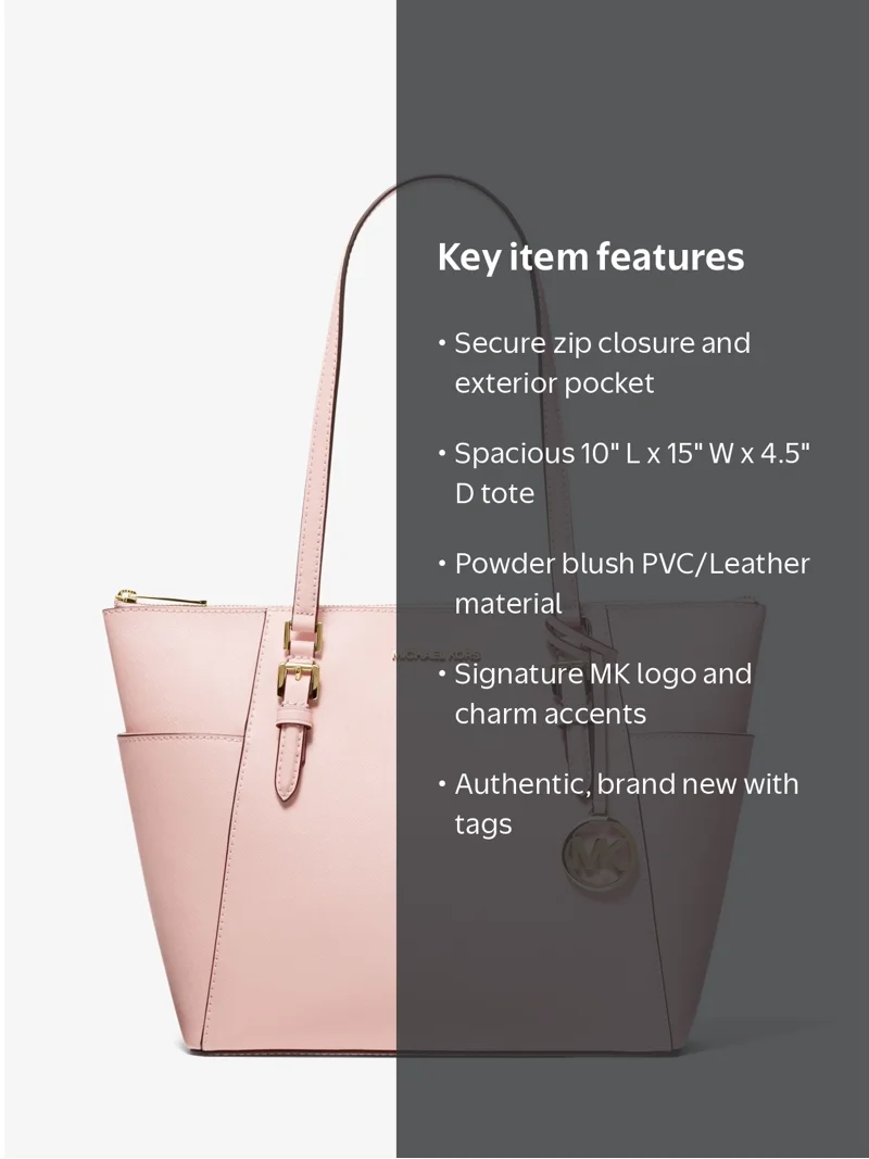 Michael Kors Designer Charlotte Large Leather Tote Handbag in