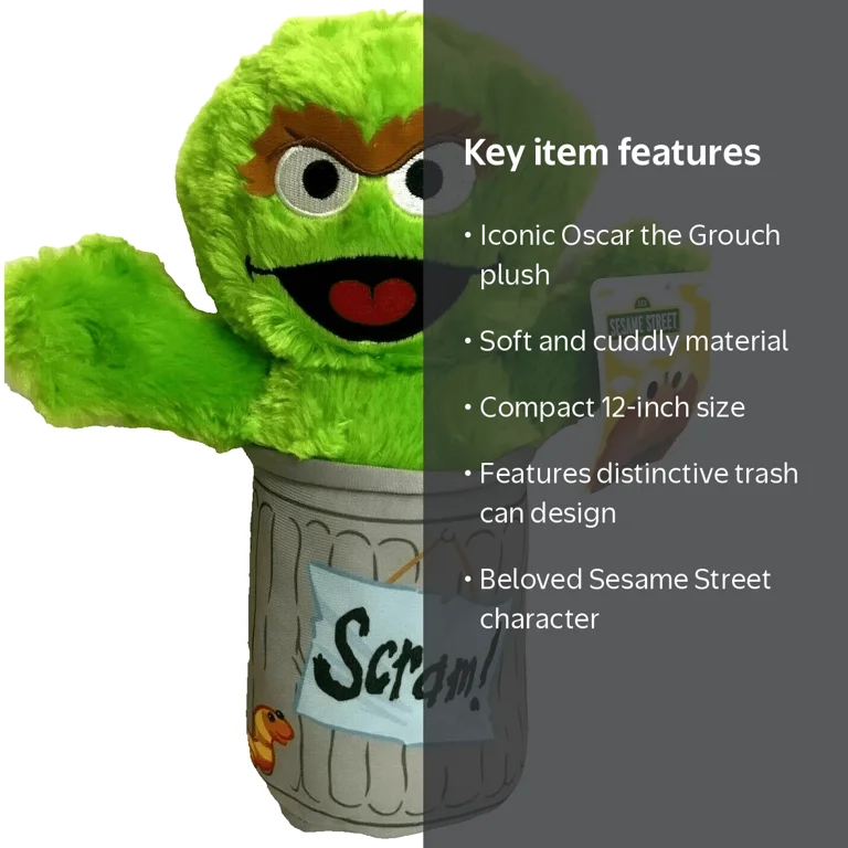 12 inch Sesame Street Oscar the Grouch Trash Can Plush Toy