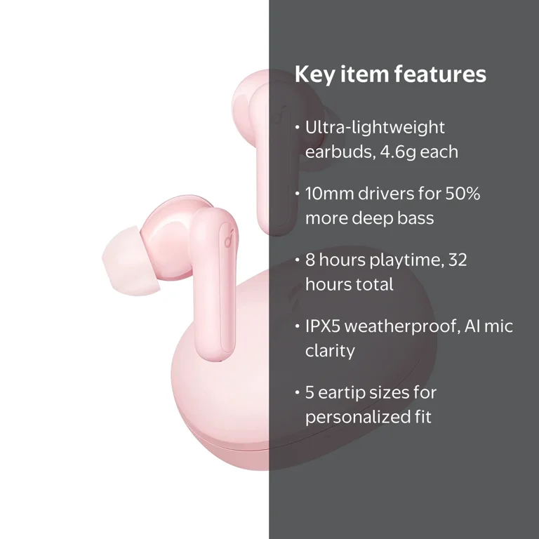 Soundcore, True Wireless Earbuds, Life P2 Mini, Rose Pink