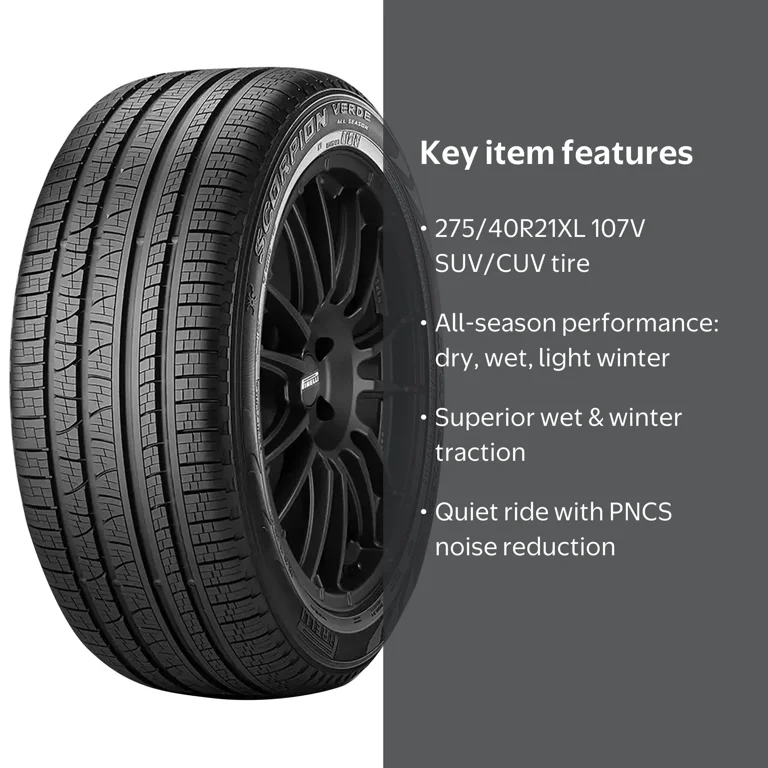 ピレリスコーピオン、オールシーズンタイヤ275/40r21 2本バリ溝 Pirelli Scorpion Verde All Season 275/40R21 107V XL Tire for SUV