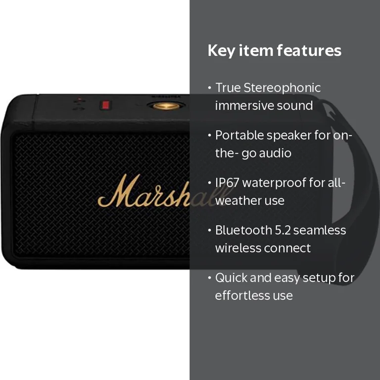 Marshall MIDDLETONBBR Middleton Bluetooth Portable Speaker - Black
