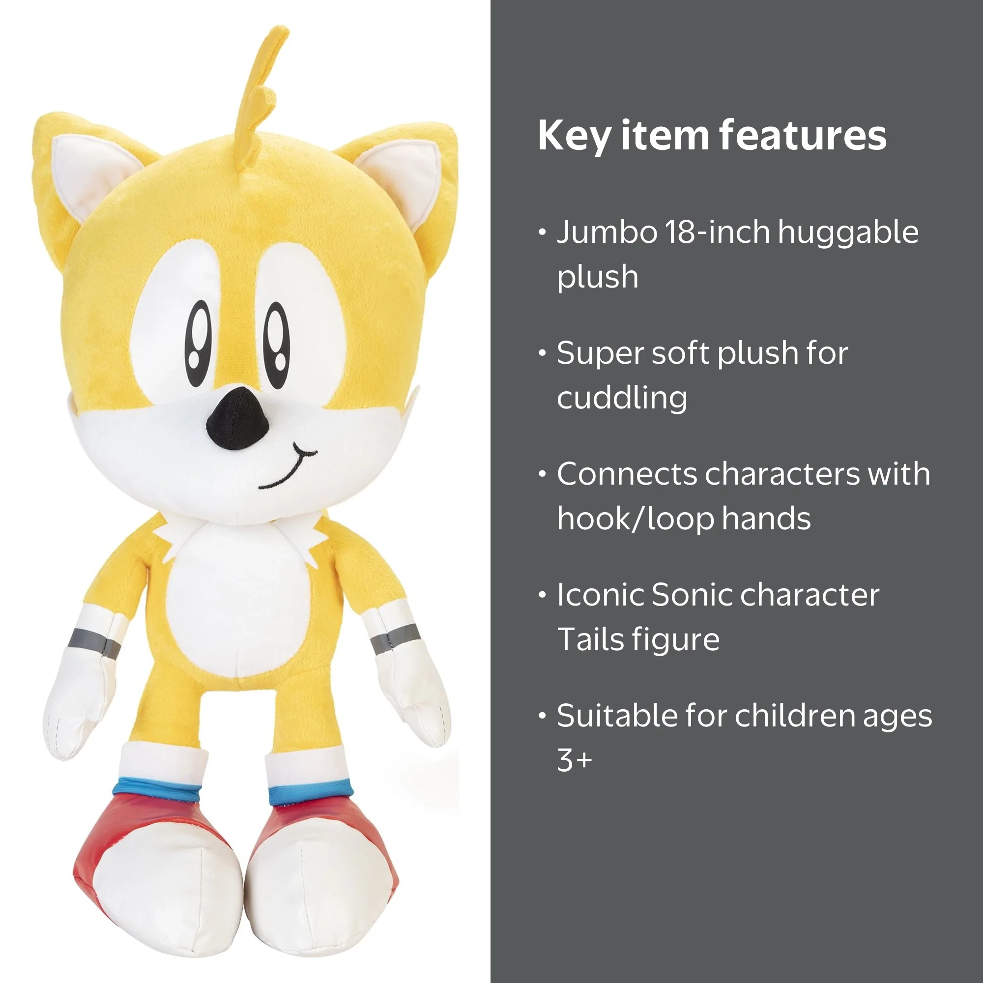 Sonic The Hedgehog - Huge 18 Inch Tails Jumbo Plush, Large Fluffy