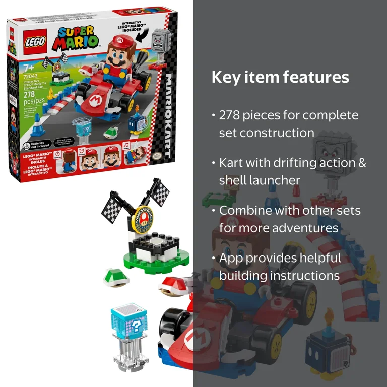 LEGO Super Mario: Mario Kart Race Set, 278 Pieces, Interactive Toy