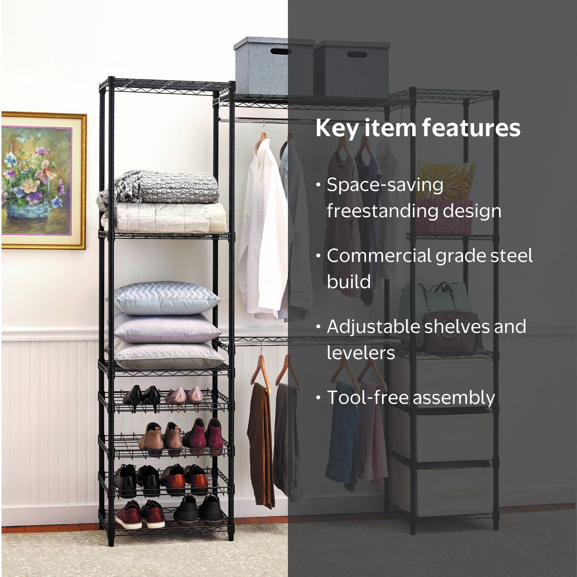 HSS Steel Modular Freestanding Closet Organizer, 18