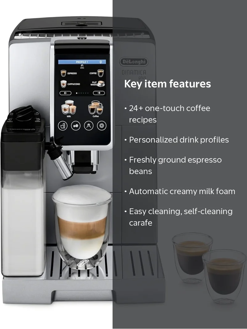 De'longhi Dinamica plus　ECAM35055B＋機能 De'Longhi, Espresso Machine, Dinamica Plus, Silver - Walmart.com