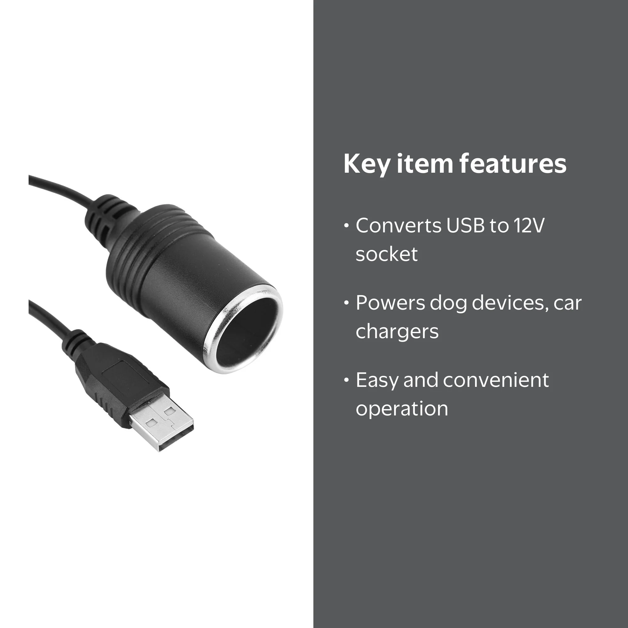 Ccdes USB Port to 12V Car Cigarette Lighter Socket Female Converter Adapter  Cord, USB Port to Car Cigarette Lighter Socket