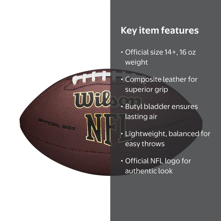 Wilson, NFL Super Grip Football, Official Size, Brown Leather