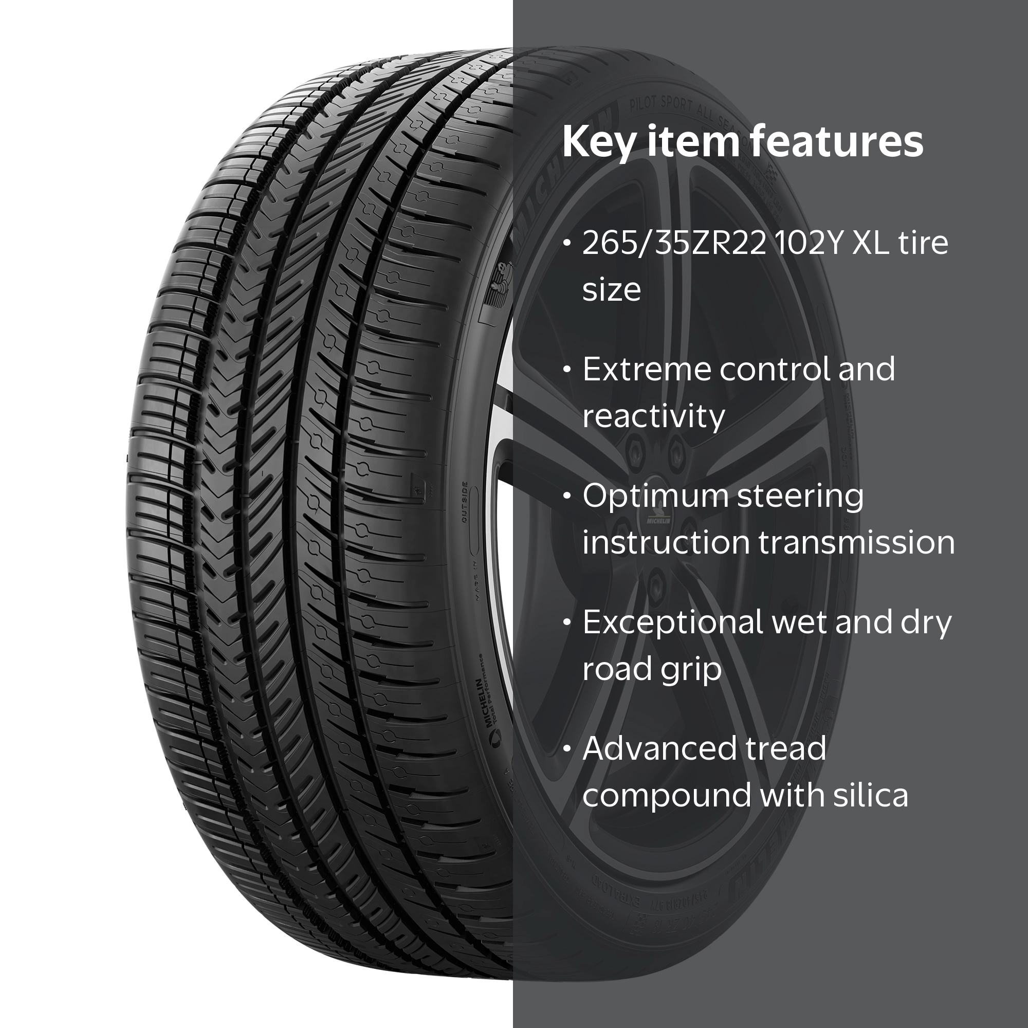 Michelin Pilot Sport 4 Tire, 265/35ZR22 102Y XL, Wet Traction, 30K