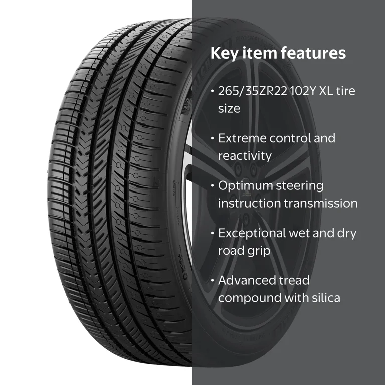 シャーパン Michelin Pilot Sport 4 Tire, 265/35ZR22 102Y XL, Wet Traction, 30K