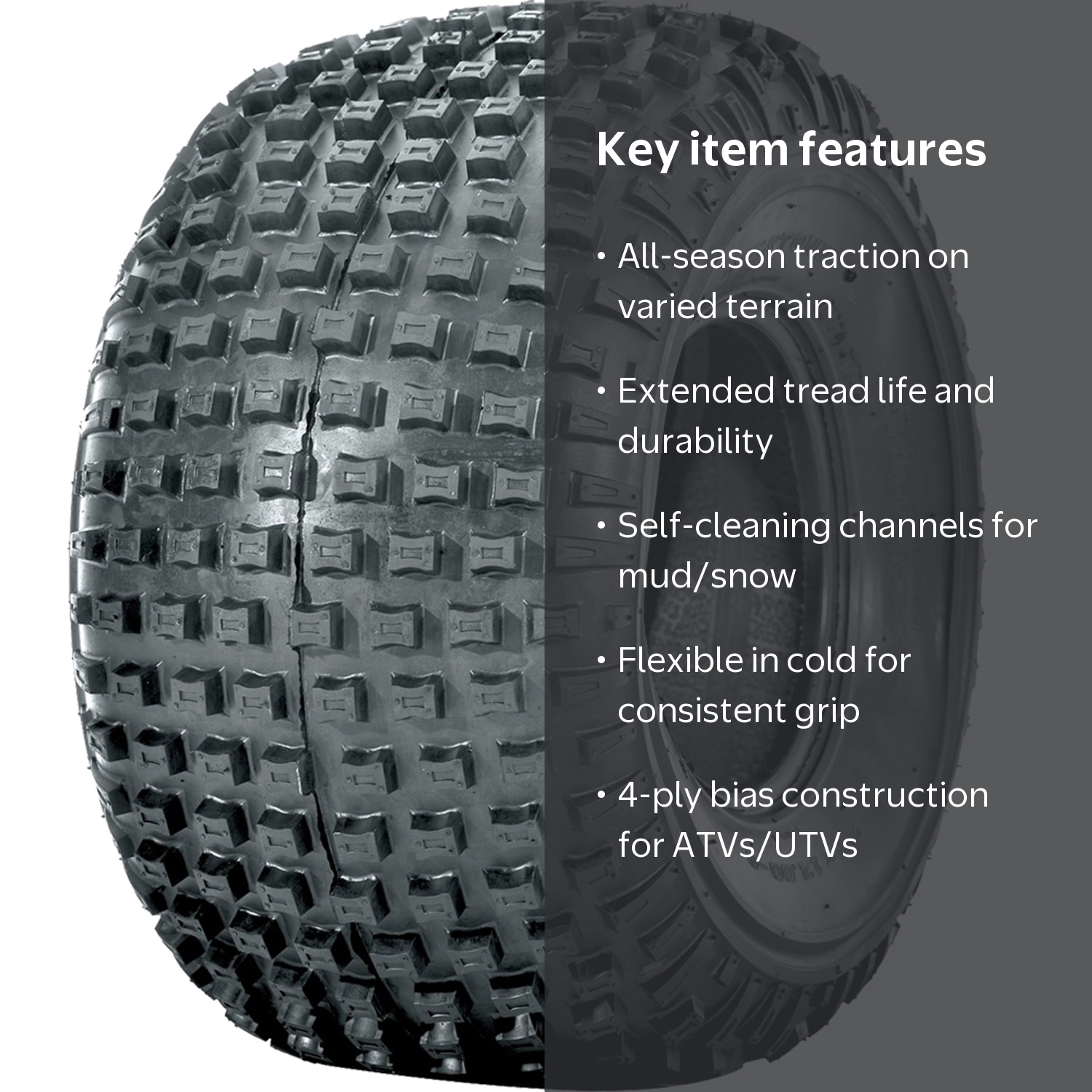 Deestone, ATV UTV Tire, 25X12.00-9, All Terrain All Season