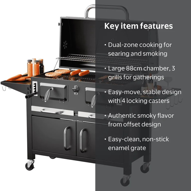 TABU Large Portable BBQ Charcoal Grill, 50