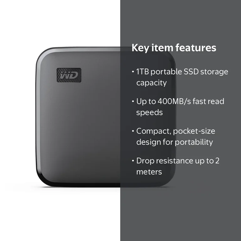 WD 1TB Elements SE Portable External SSD WDBAYN0010BBK - Walmart.com