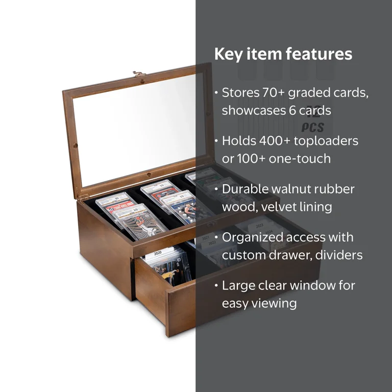 100 card display case 98% UV Protection Pro-Collector's Graded Sports for Football Baseball Basketball Hockey Comic Trading Cards, Lockable Door Horizontal (Black Finish) : Sports & Outdoors providing you with ultra Trading Card Storage Box, 70+