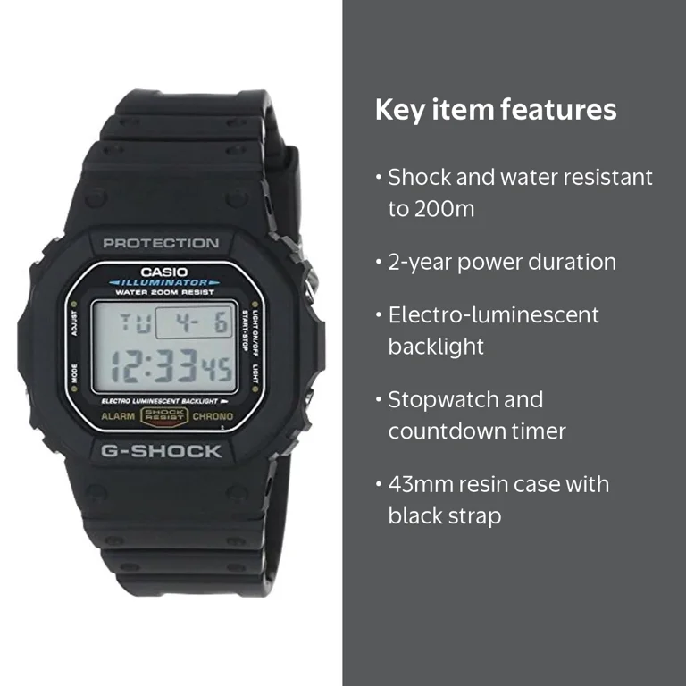 Casio, G-Shock Classic Core Watch, DW5600E-1V, Shock Resistant