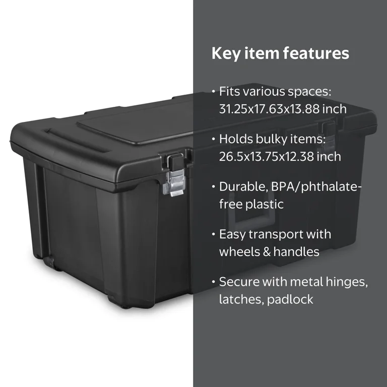 Sterilite Large Footlocker, Heavy Duty Plastic Storage Bin