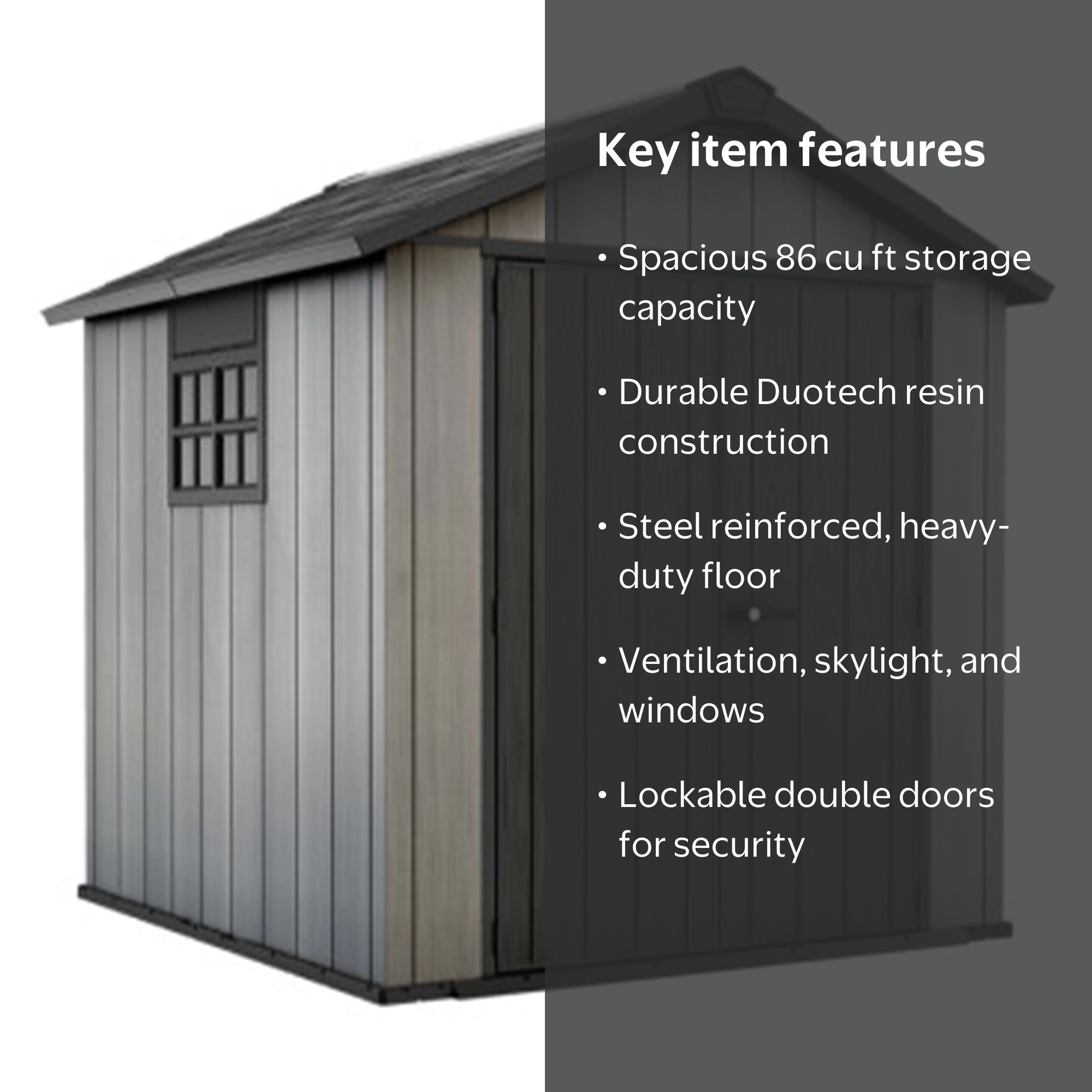 Keter Resin Oakland Backyard & Patio Garden Tool Storage Shed, 7 x
