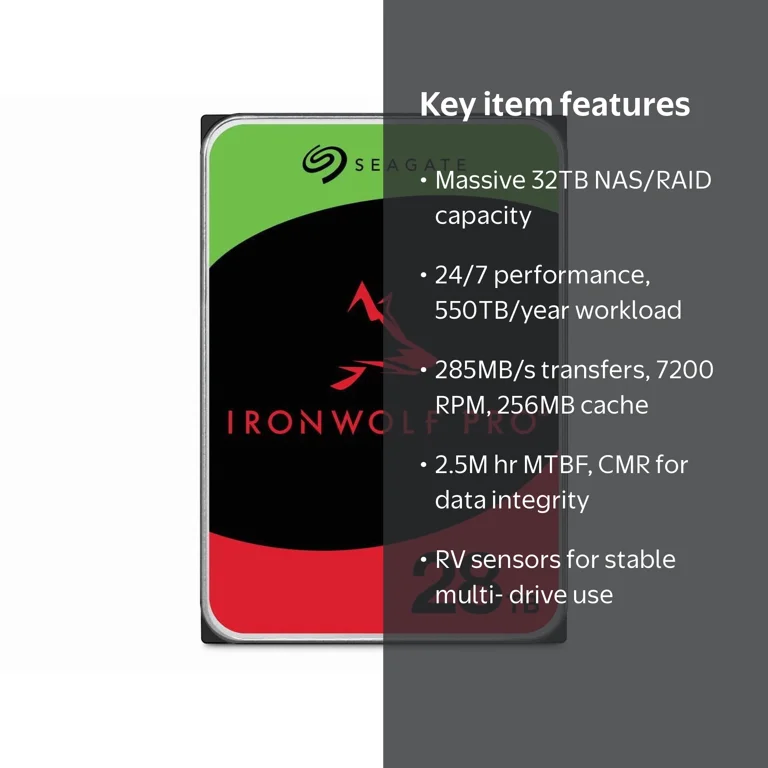 Seagate IronWolf Pro 28TB NAS Internal HDD Hard Drive with 7200