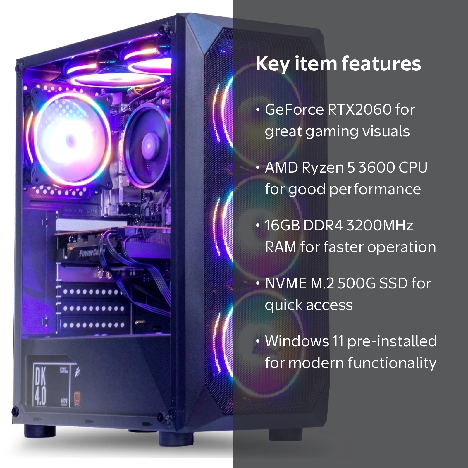 MXZ Gaming PC Computer AMD Ryzen 5 3600 ,GeForce RTX2060,16GB DDR4