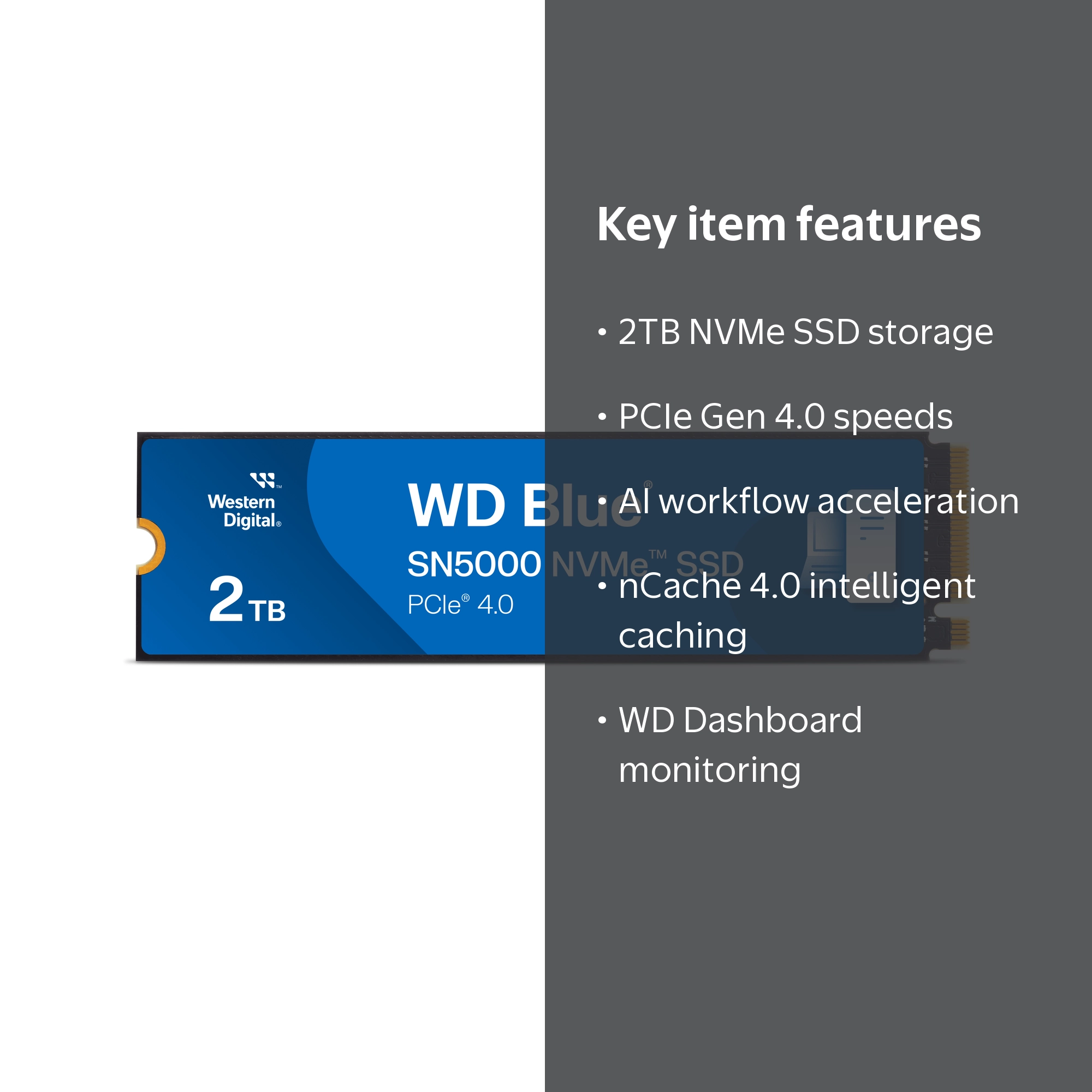 WD, SSD, 2TB WD Blue SN5000 NVMe PCIe Gen 4.0 Internal Drive