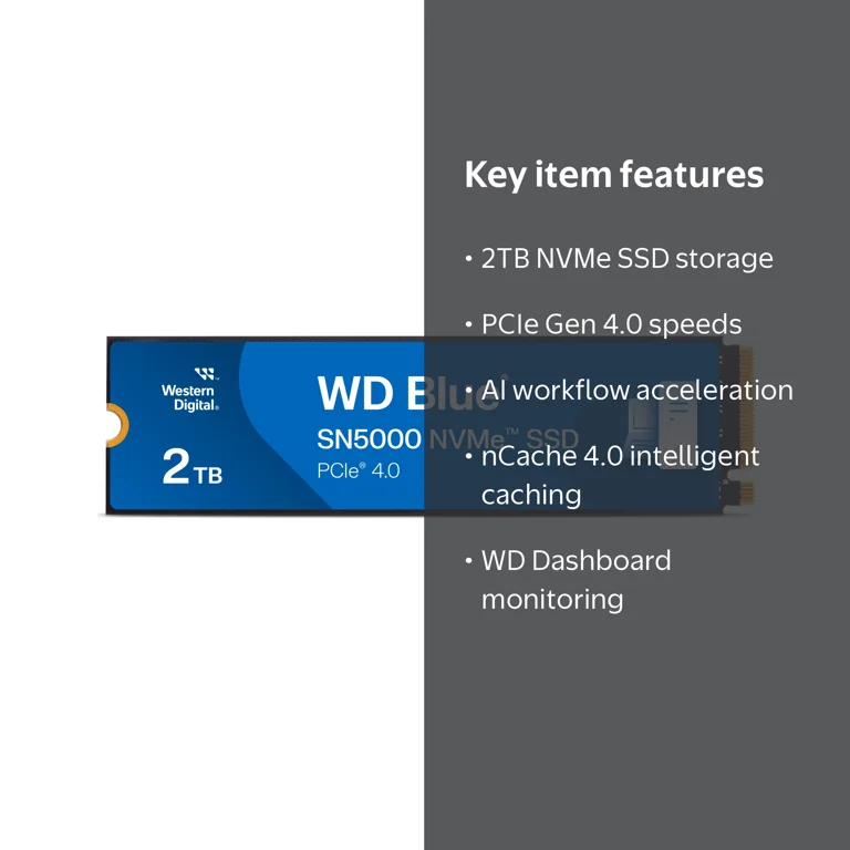 WD, SSD, 2TB WD Blue SN5000 NVMe PCIe Gen 4.0 Internal Drive