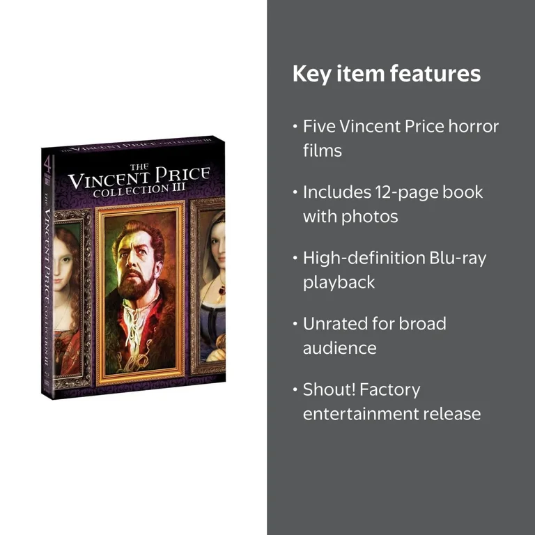 Vincent Price Collection III Blu-ray, Horror, 5 Tales, Rare Photos