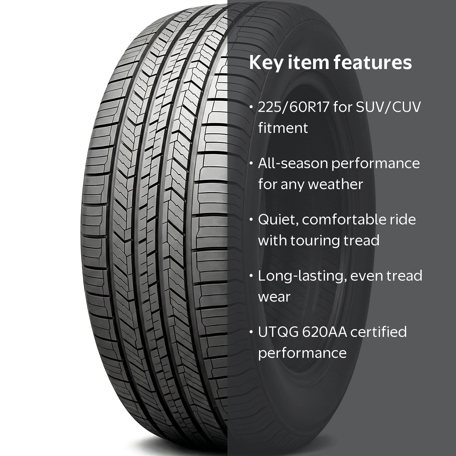 Royal Black, All-Season Touring Passenger Tire, 225/60R17, 99H