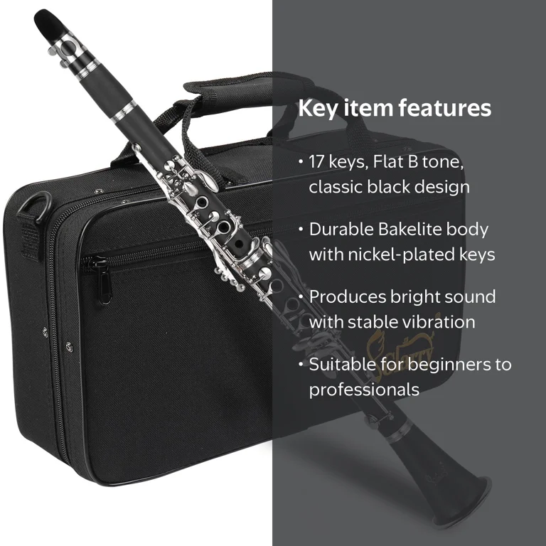 Ktaxon Flat B Black Clarinet, Instrument Kit with Case Mouthpieces