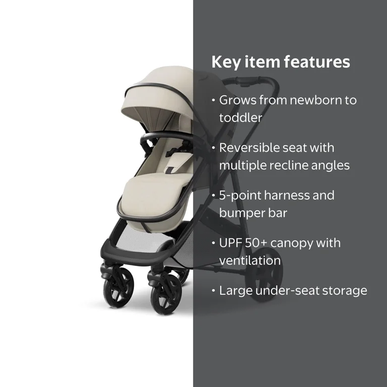 Mompush Wiz 2-in-1 Baby Stroller, Bassinet Mode, Reversible Seat