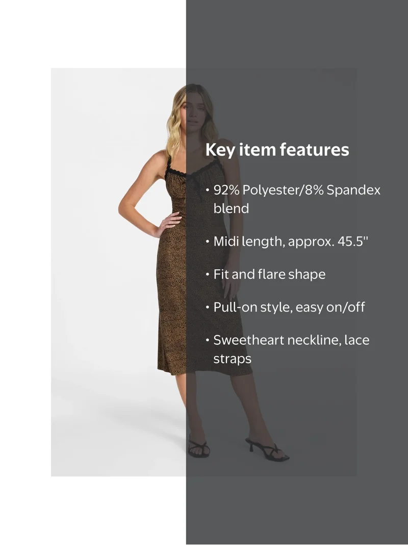 スーツ・フォーマル・ドレス Narrow Strap Camisole Dress No Boundaries Lace Strap Midi Dress, Women's XXS-XXL - Walmart.com