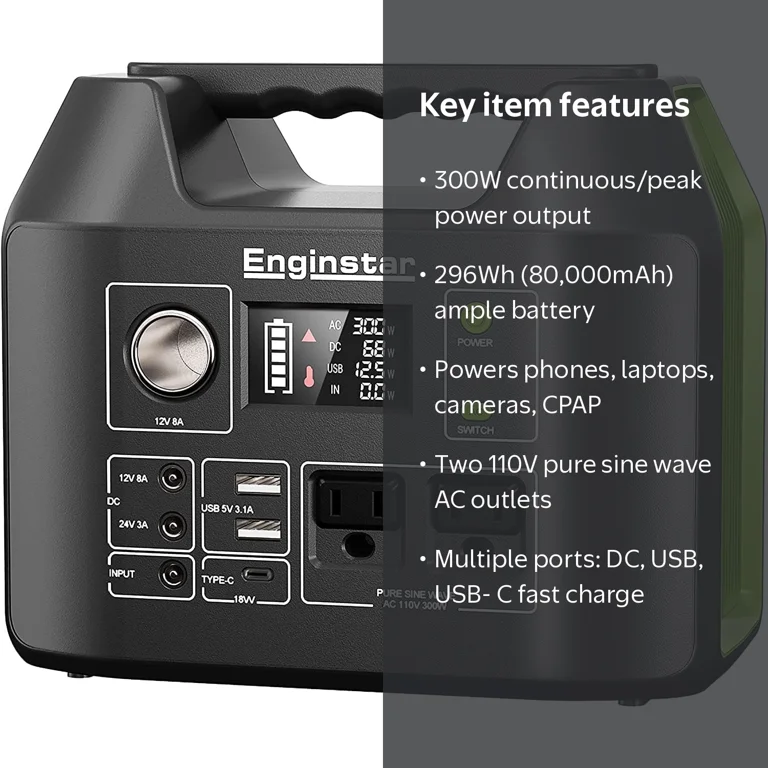 EnginStar 300W Continuous/300W Peak Portable Power Stations