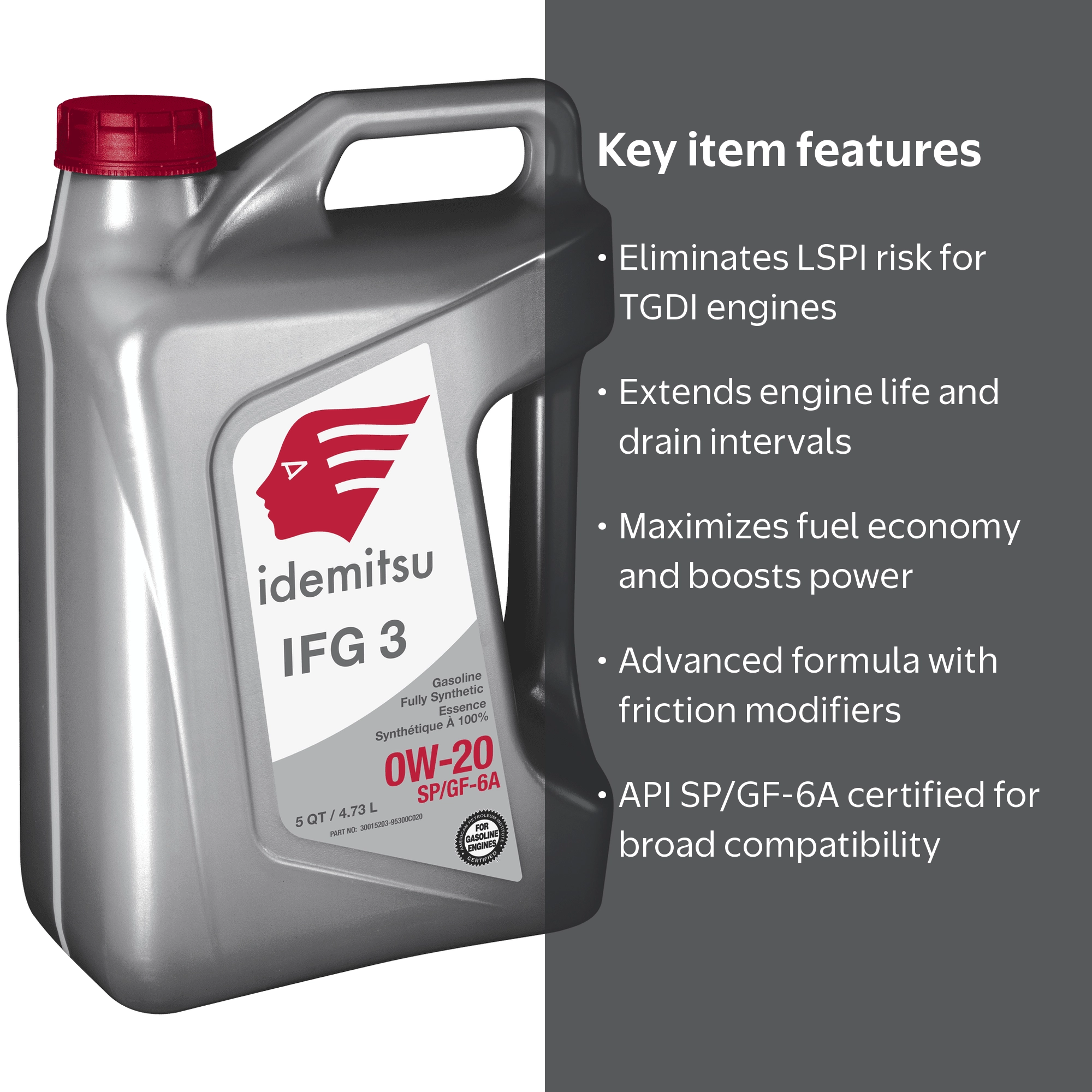 Automotive Idemitsu 0W-20 Full Synthetic Oil - 5 Quart, Engine Car