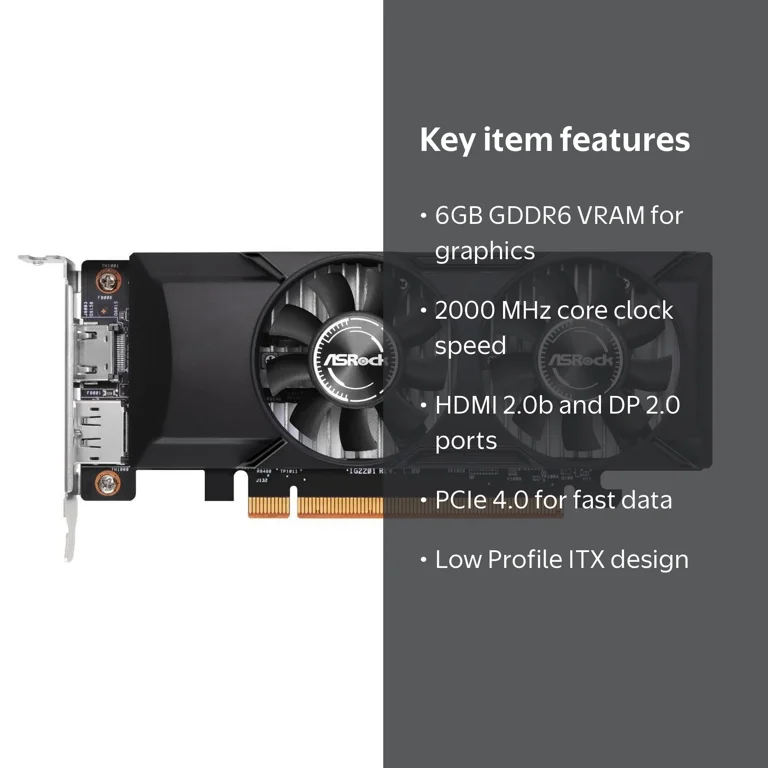 ASRock Low Profile Arc A380 6GB GDDR6 PCI Express 4.0 ITX Video