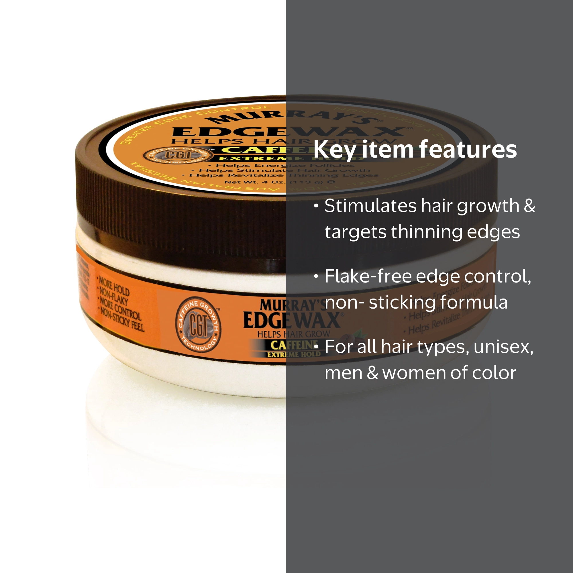 Murray's Caffeine Edgewax Extreme Gel, 4 oz., Unisex, Scalp Care