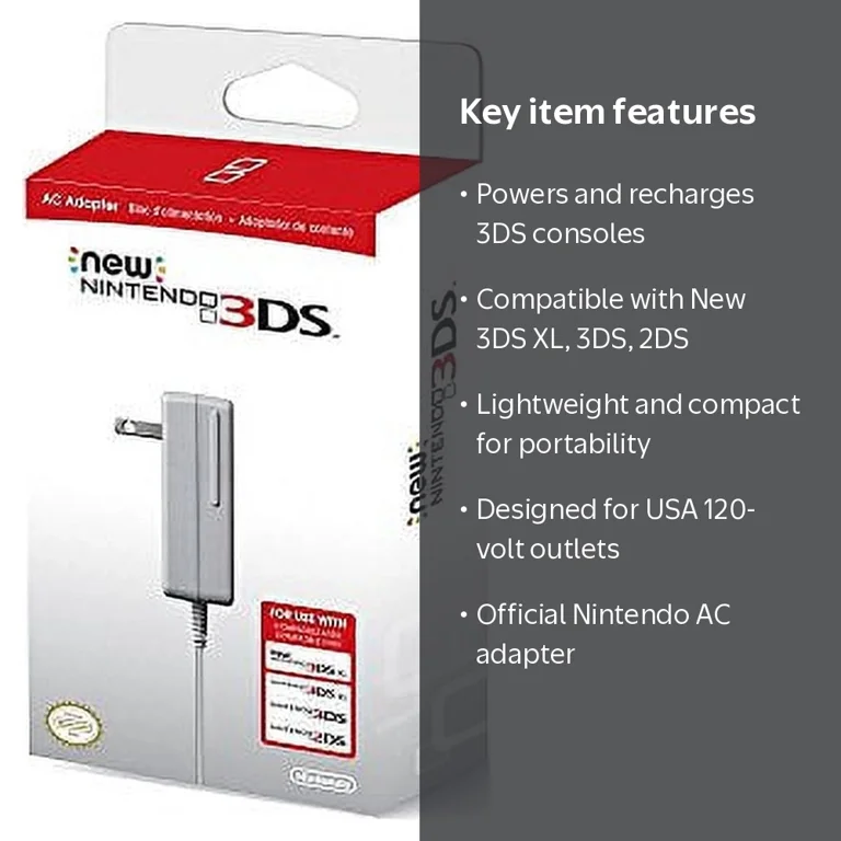 Nintendo 3DS AC Adapter, Charger for 3DS XL, 2DS, DSi, Portable