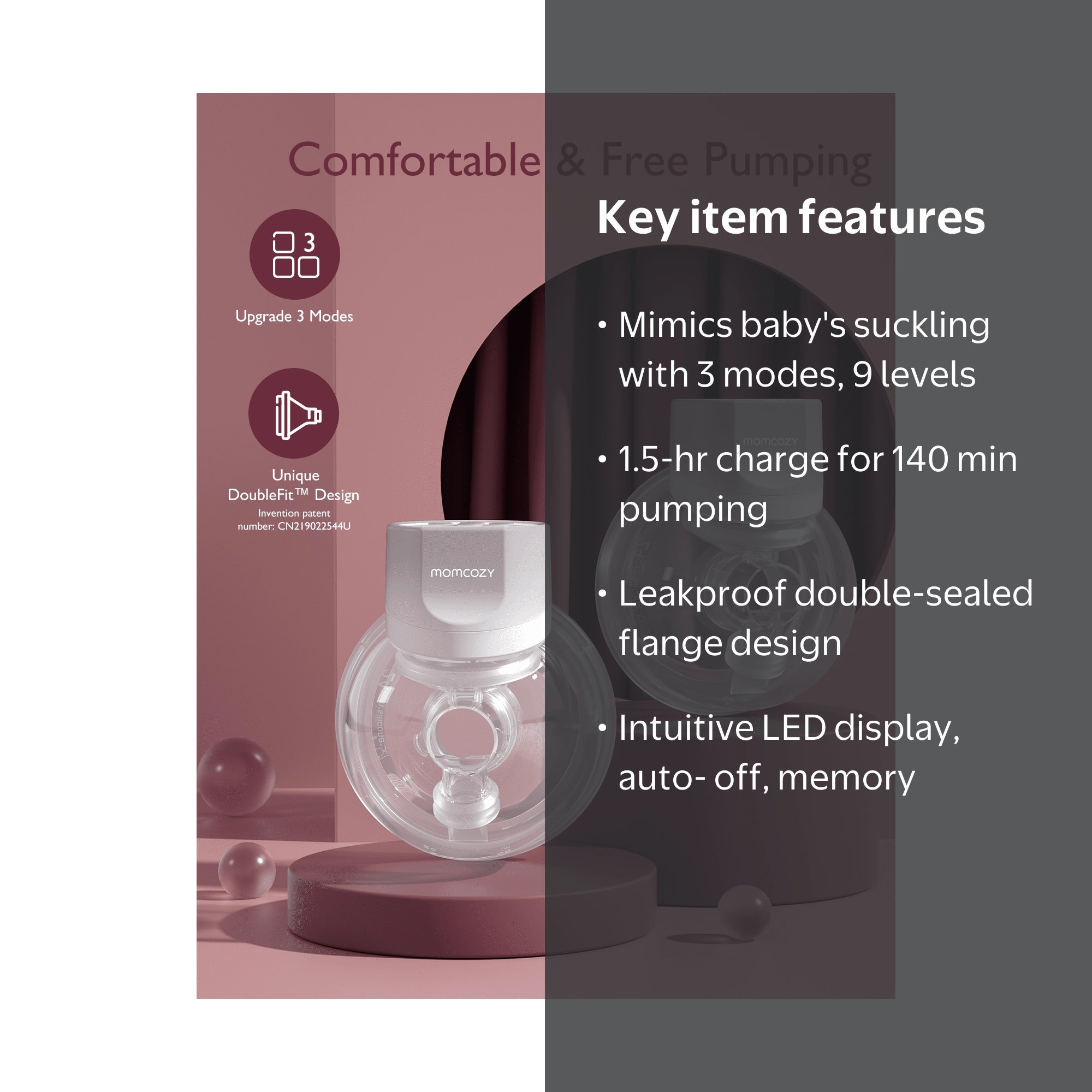 Momcozy S12 Pro Electric Breast Pump Hands Free, Wearable Breast