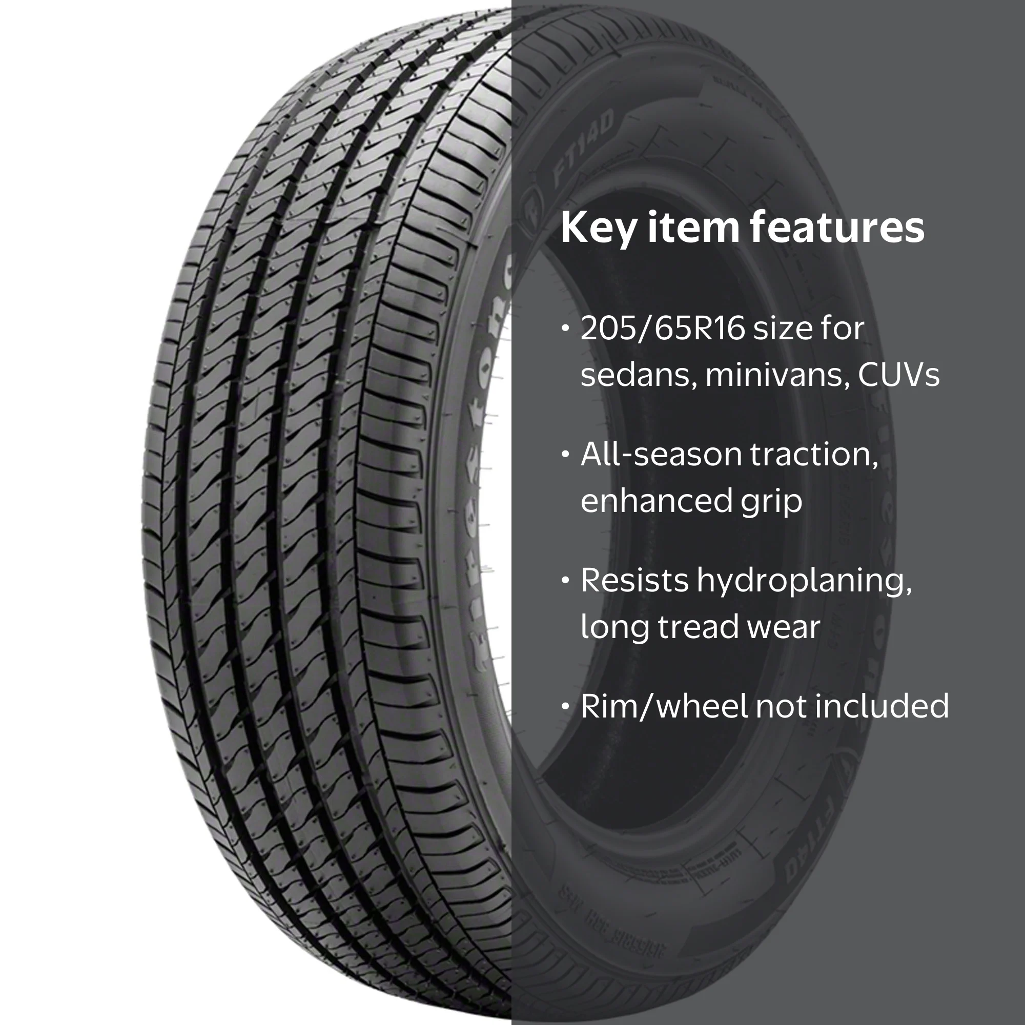 Firestone, Passenger Tire, All Season, 205/65R16 95H - Walmart.com