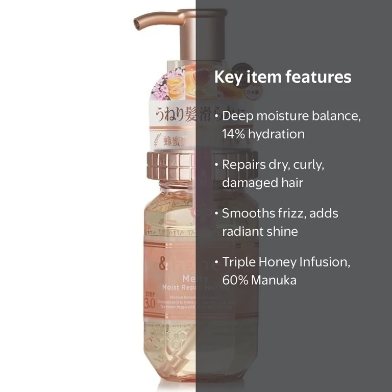 &honey Melty Moist Repair Hair Oil with Argan & Rose, 100ml