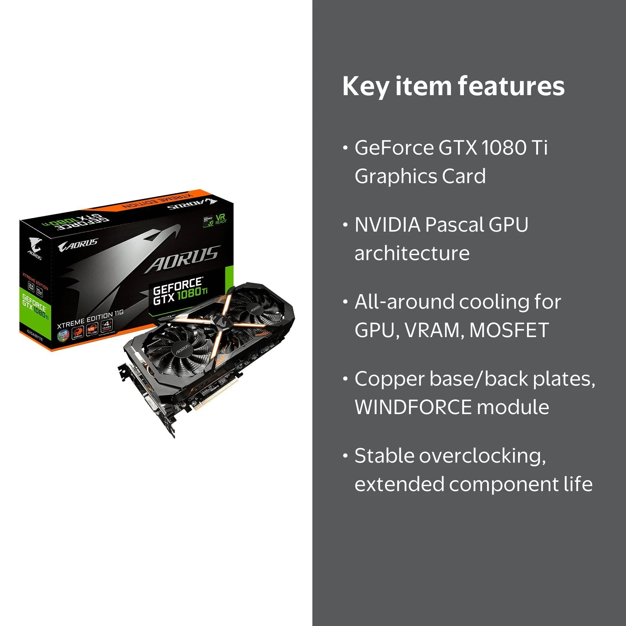 AORUS GeForce GTX 1080 Ti Gaming Video Graphics Card with