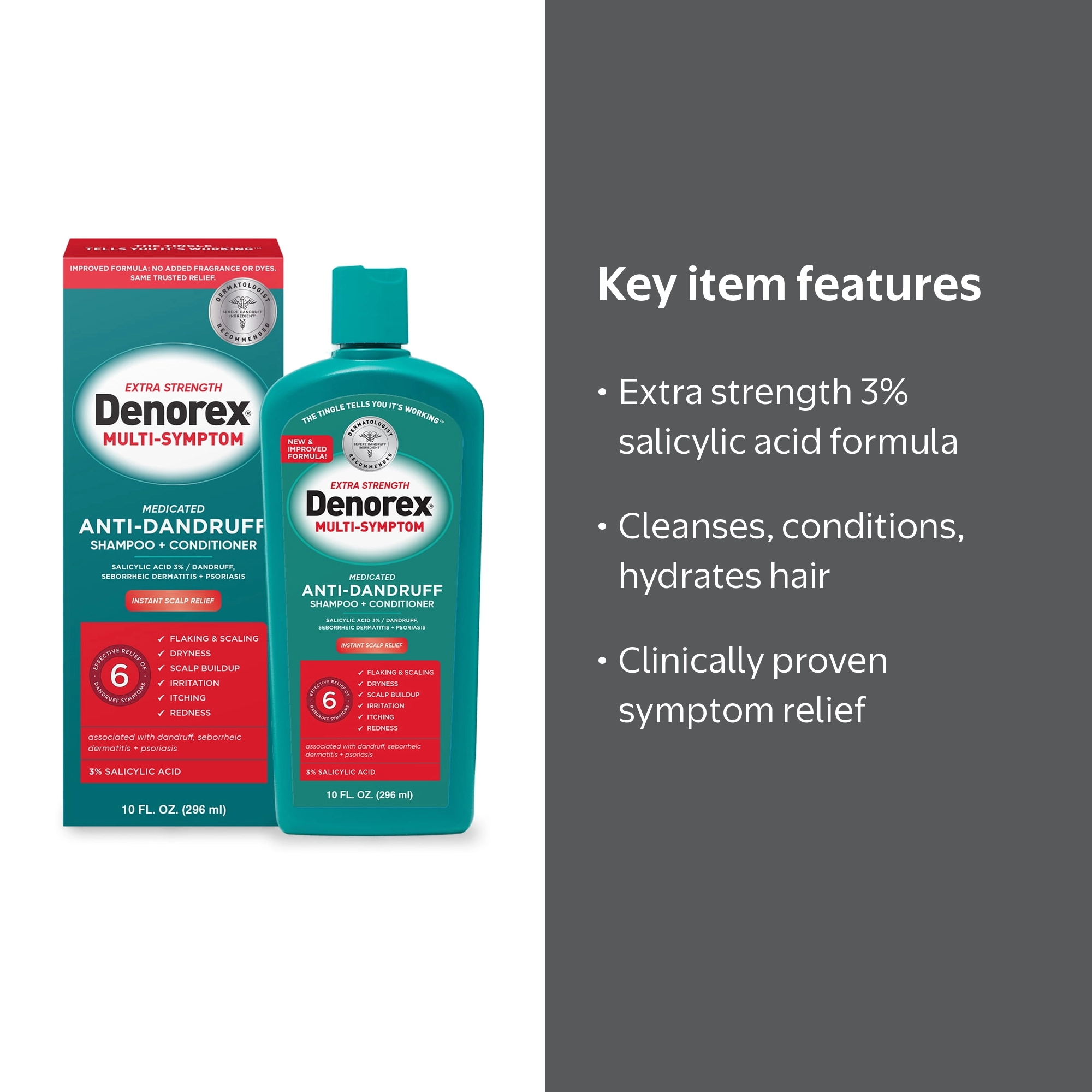 Denorex Medicated Dandruff Shampoo & Conditioner, 10 fl oz, Extra