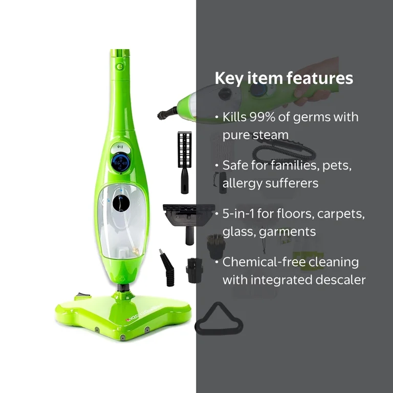 H2O, Steam Mop, 5-in-1, Safe for Homes with Kids and Pets