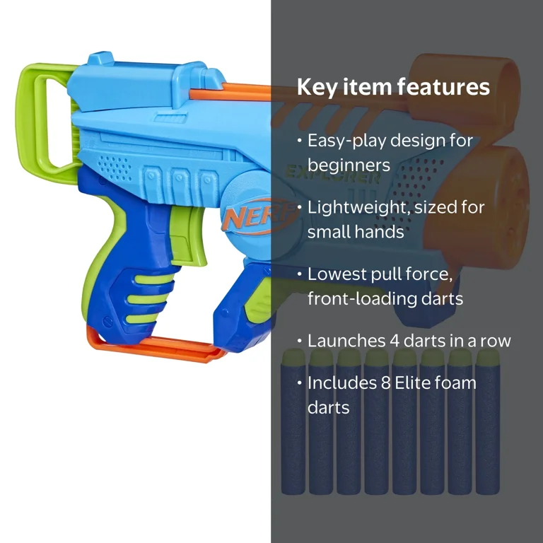 Nerf トイガンセット 8個（弾約100発付） Nerf Elite Junior Explorer Dart Blaster with 8 Darts for Outdoor