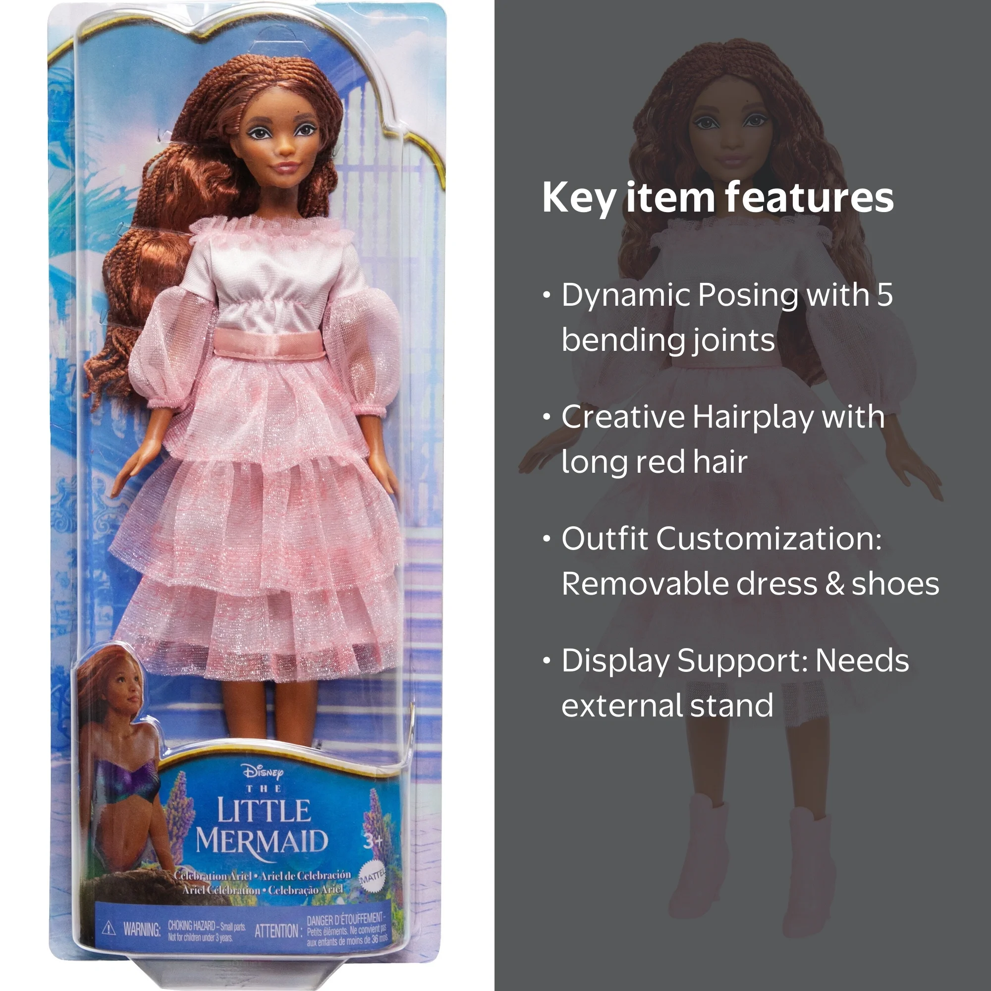 ariel pink dress doll 2023 New The Little Mermaid live action movie 2023 Fashion Adventure Ariel doll