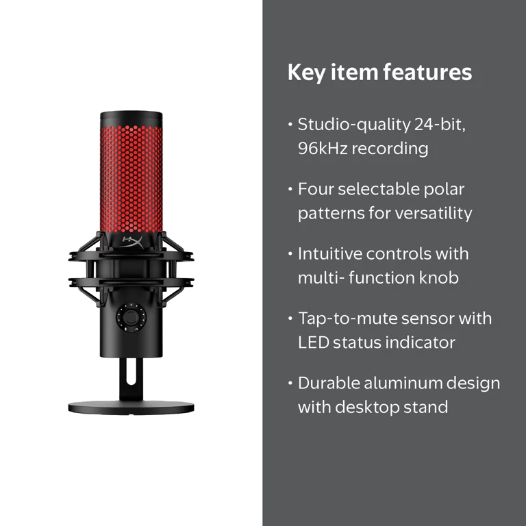 HP, USB Microphone, QuadCast 2, Black with Studio-Quality