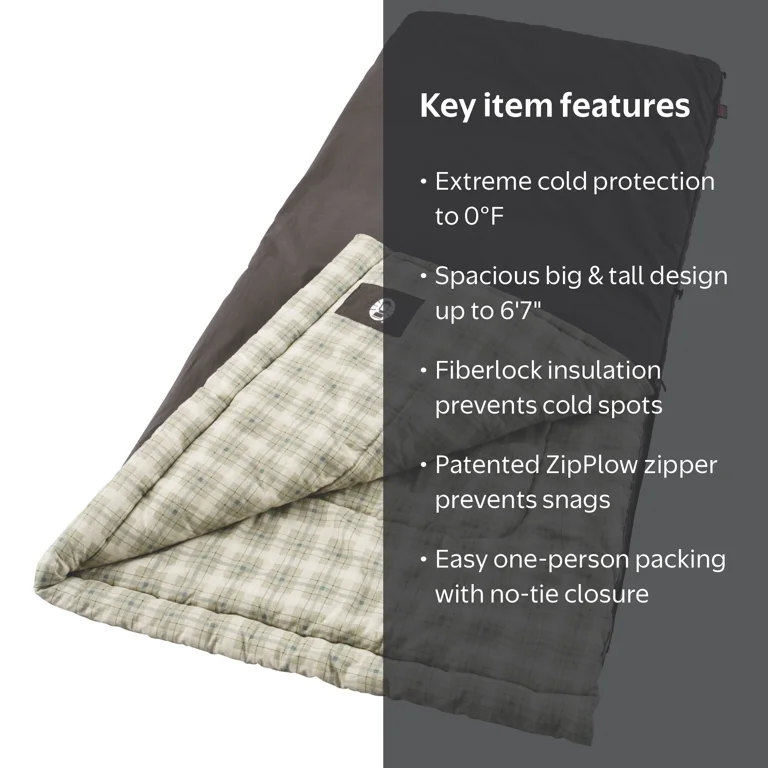 Coleman Heritage Sleeping Bag, Big & Tall, Comfortable for Cold